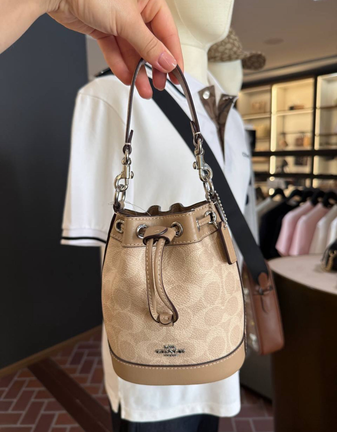 Coach Mini Bucket Bag In Signature Canvas