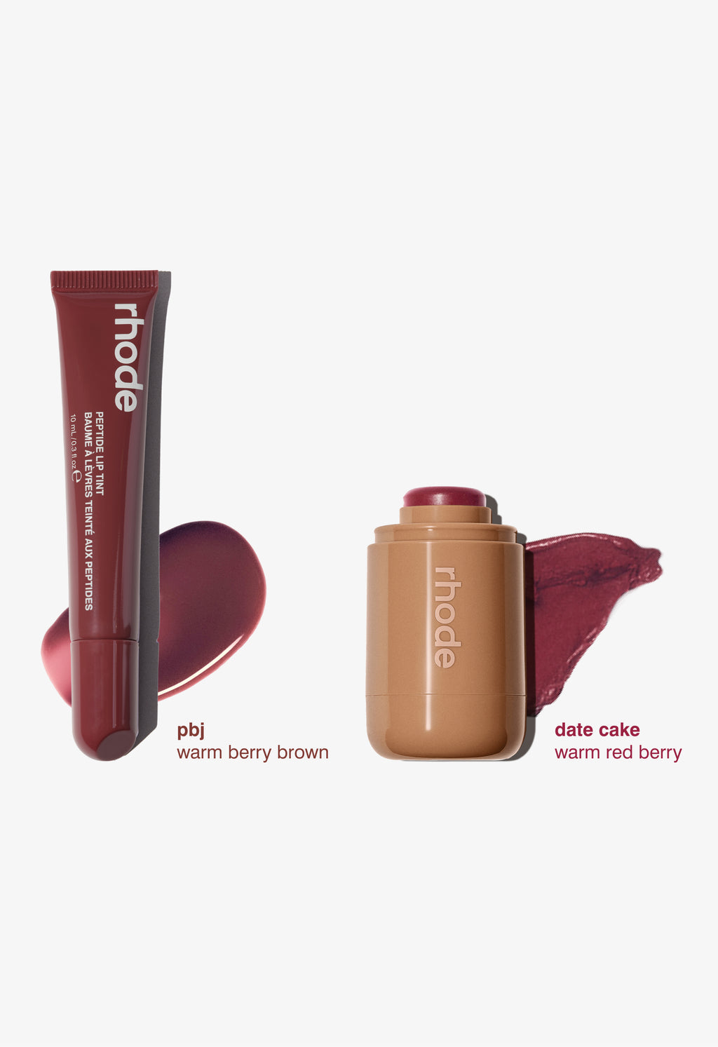 Rhode peptide Blush in Date Cake and Peptide Lip Tint in PBJ