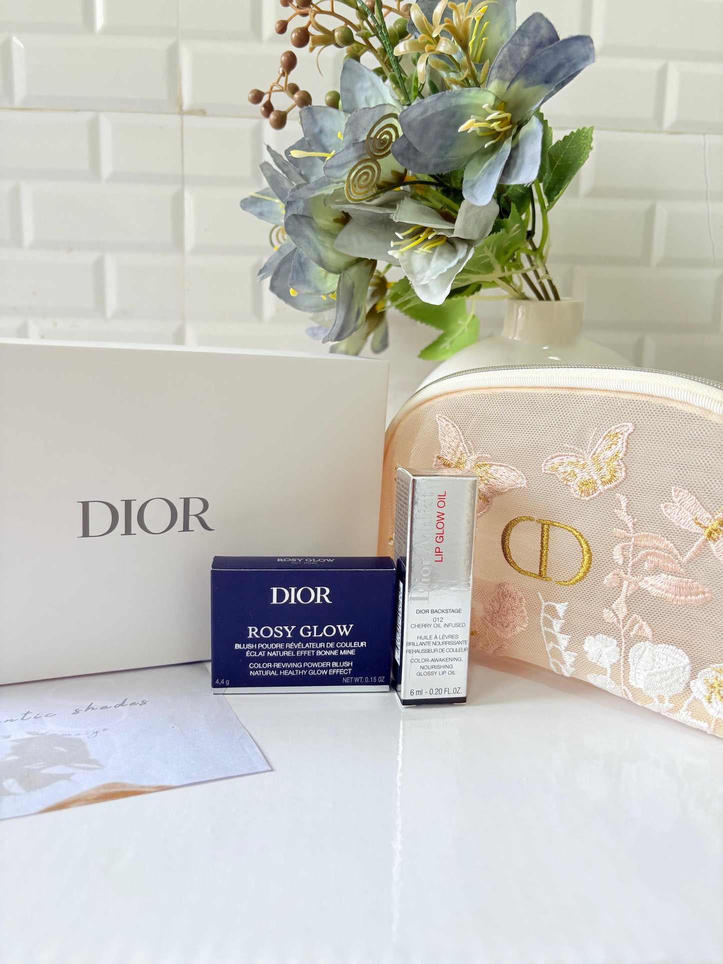 Dior butterfly mesh pouch set