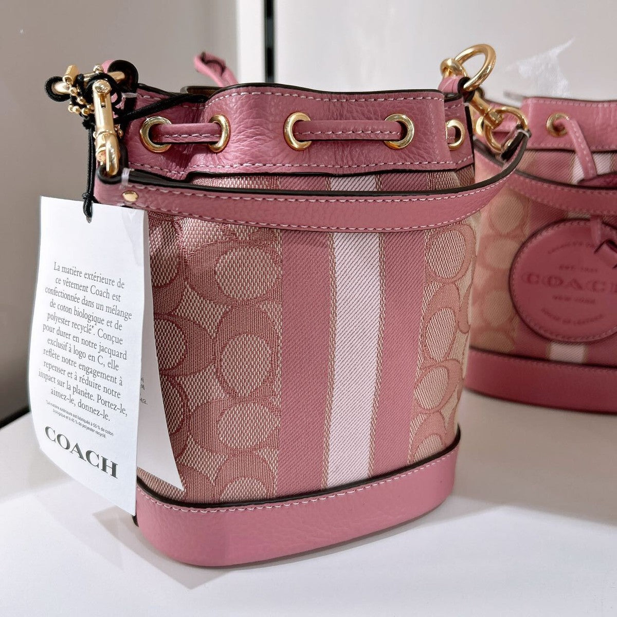 Coach Mini Dempsey Bucket Bag In Signature Jacquard Stripe