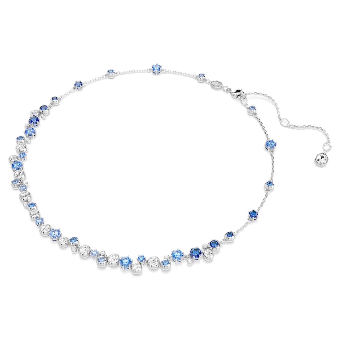 Swarovski Constella necklace Mixed cuts, Blue, Rhodium plated