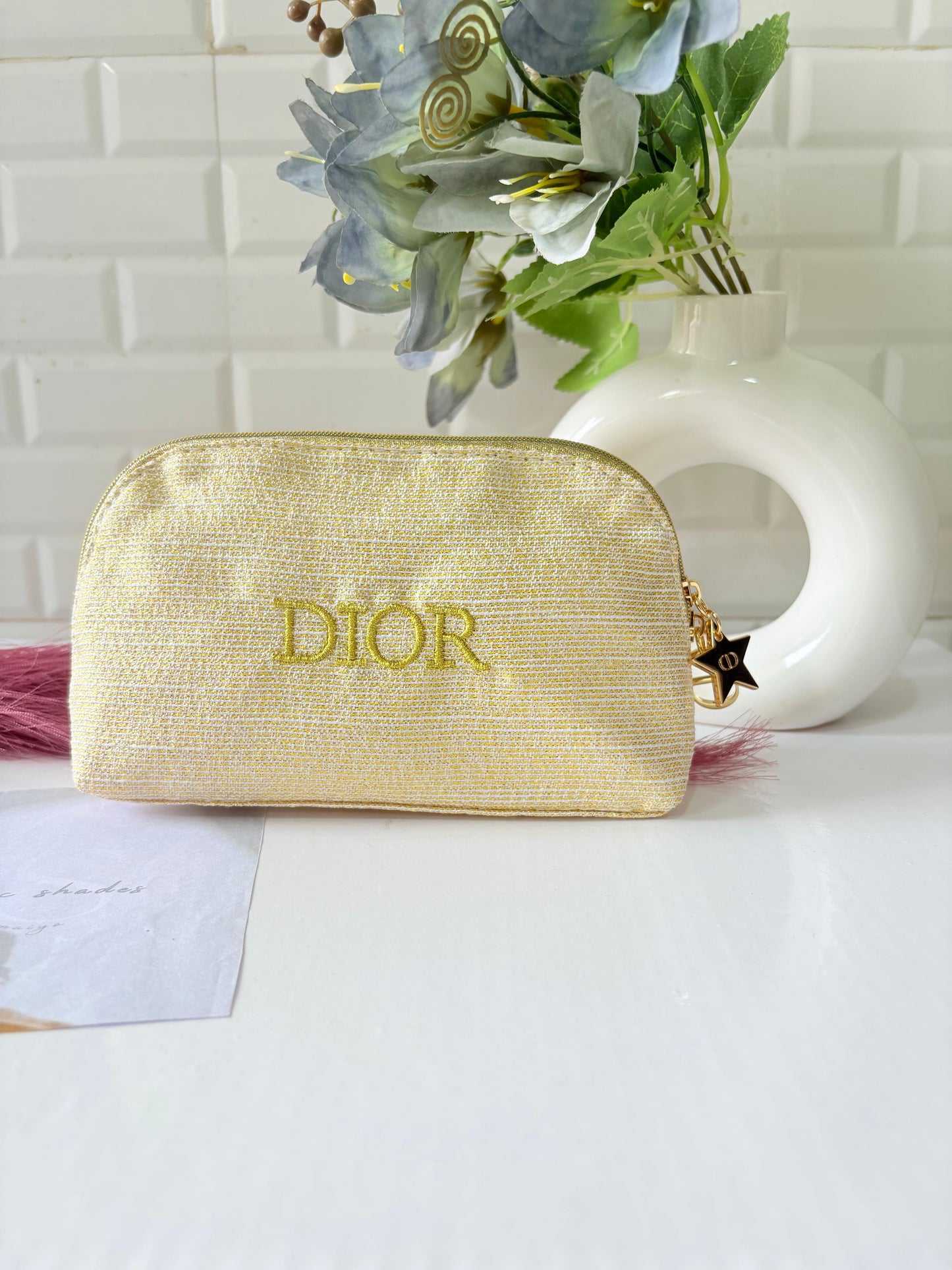 Dior Holiday Limited Edition Novelty Pouch Gold Logo Charms
