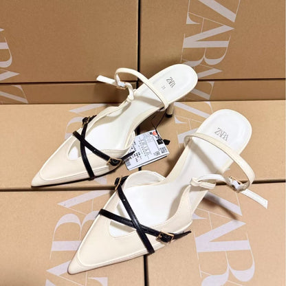 ZARA Chic Two-Tone Strappy Pointed Heels