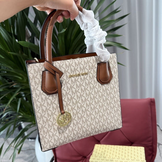 Michael Kors Cream and Brown
Satchel with Crossbody Strap