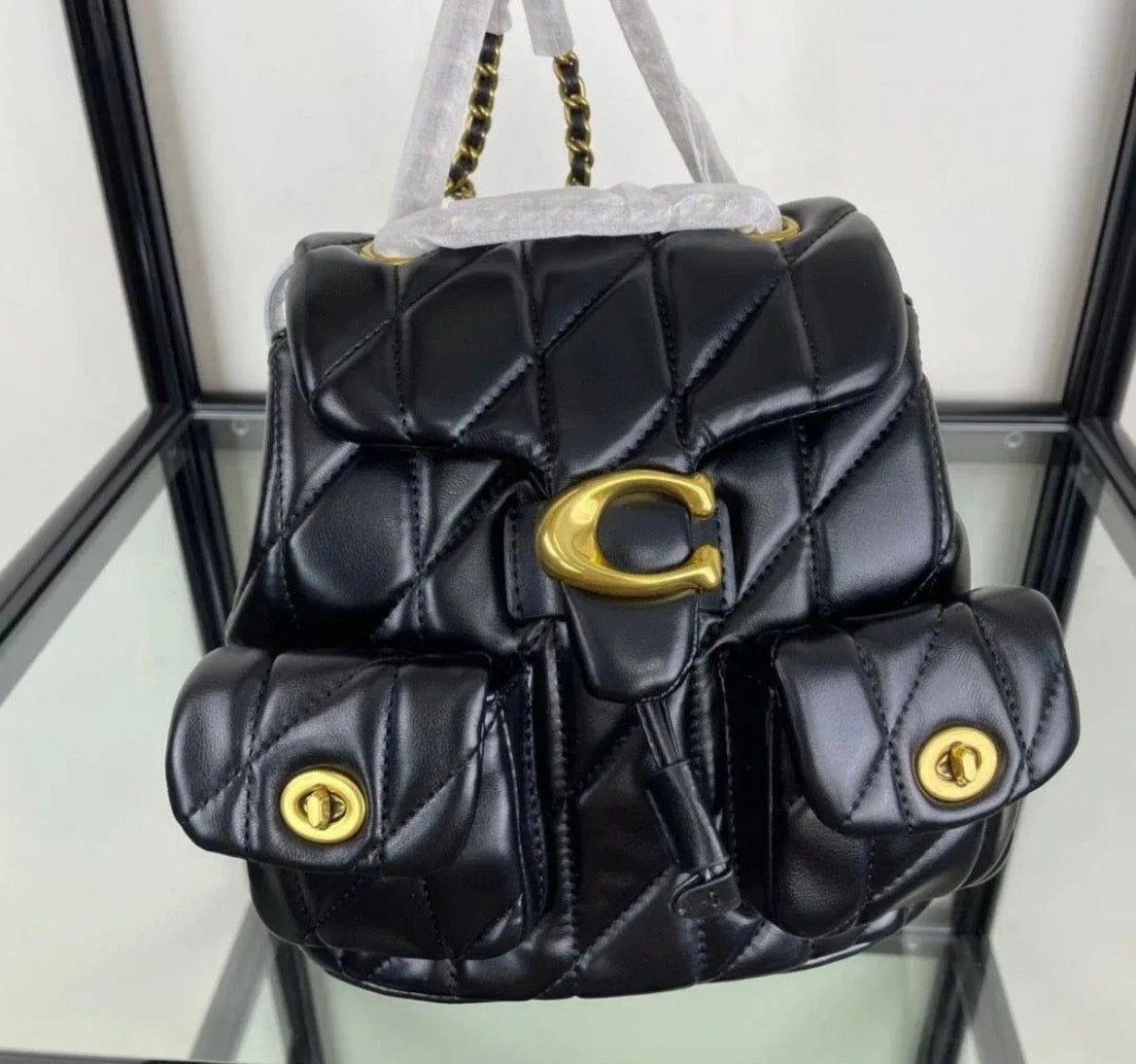 COACH Tabby Quilted Backpack Black CU076 outlet