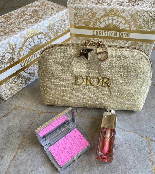 Dior Holiday Limited Edition Novelty Pouch Gold Logo Charms