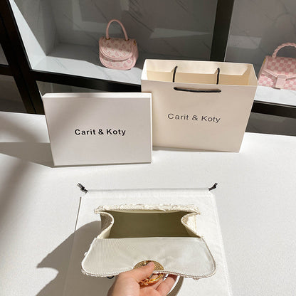 Carit & Koty White Textured Embroidery Bag