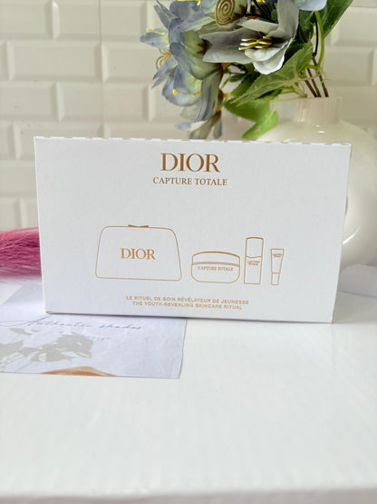 Dior Holiday Limited Edition Novelty Pouch Gold Logo Charms with blush and lipoil