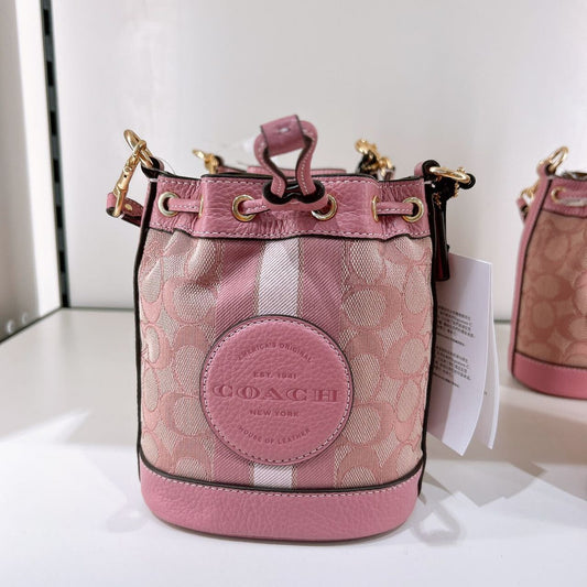 Coach Mini Dempsey Bucket Bag In Signature Jacquard Stripe