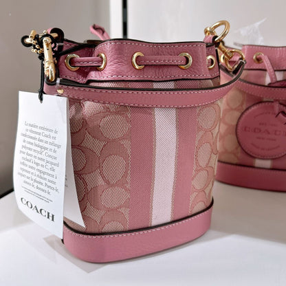 Coach Mini Dempsey Bucket Bag In Signature Jacquard Stripe