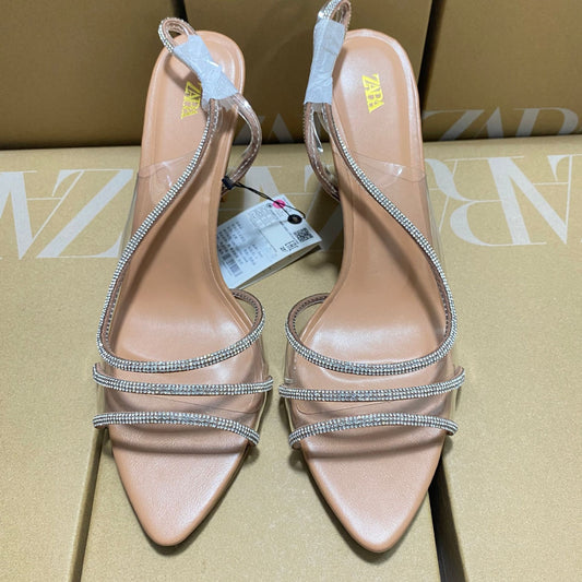 Zara Women's Rhinestone Vinyl High Heel Sandals
