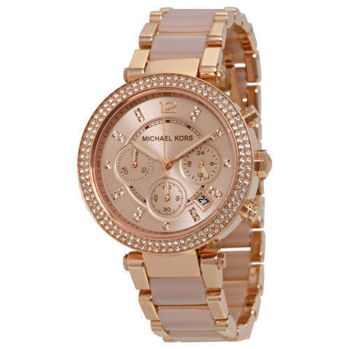 Michael Kors Resin Analog Rose Dial Women Watch-Mk5896, Gold Band