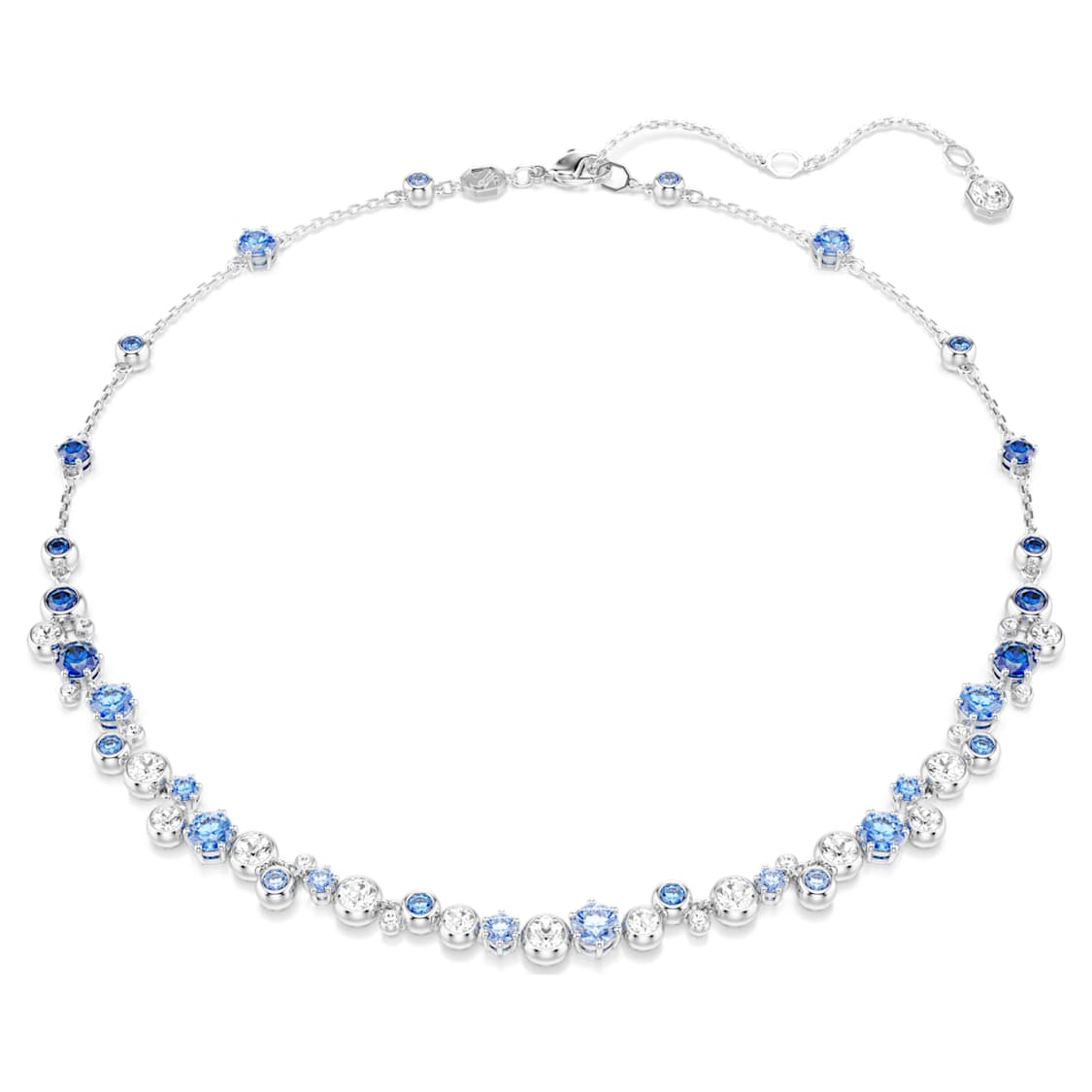 Swarovski Constella necklace Mixed cuts, Blue, Rhodium plated