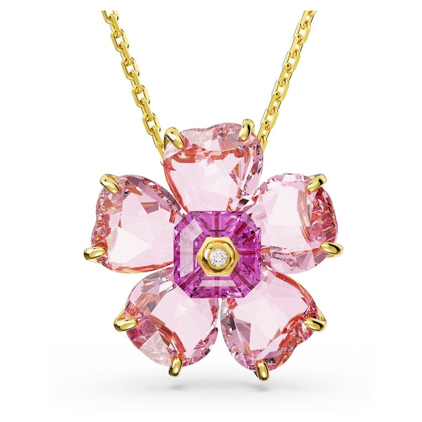 Swarovski Idyllia necklace
Flower, Pink, Gold-tone plated